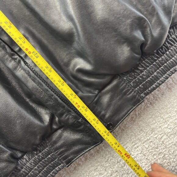 VTG Ski-Doo Bombardier Military Leather Bomber Jacket Mens 42 Black Snowmobile - Picture 8 of 13